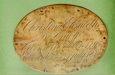 OVI-00000895 koperen plaat van grafkist, Christina E. de Graeff, 1795-1872